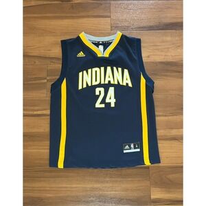Paul George Adidas Indiana Pacers Jersey #24 Navy Blue Yellow Size Youth Medium
